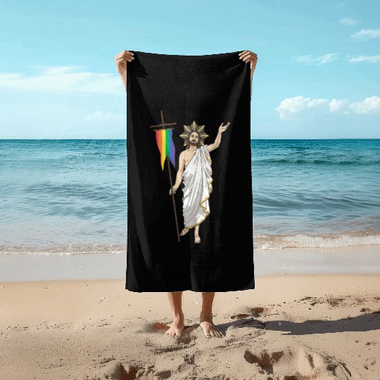 LGBT Jesus Equal Rainbow Christian Beach Towels