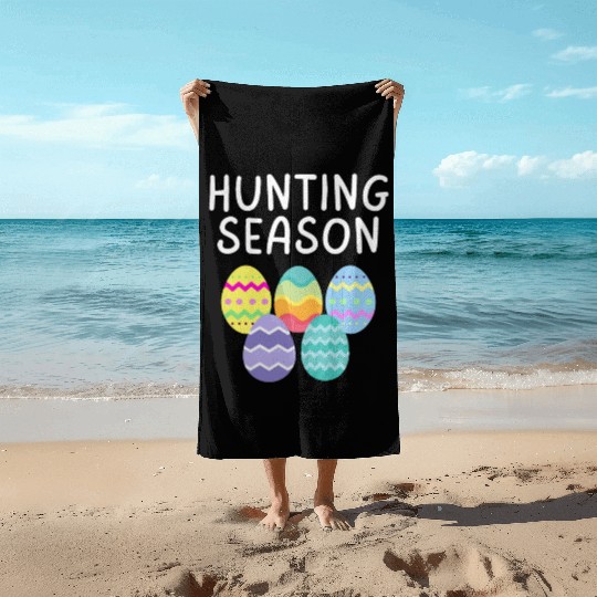 Hunting Season Eggs Funny Easter Day 2023 Egg Hunt Beach Towels