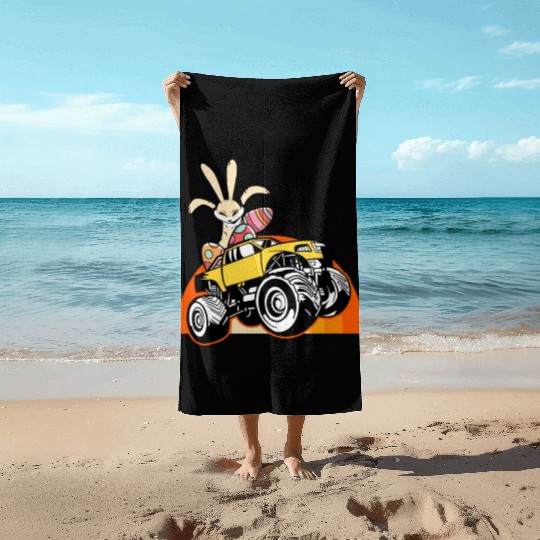 aster Rabbit Offroad Vehicles Truck Retro Beach Towels