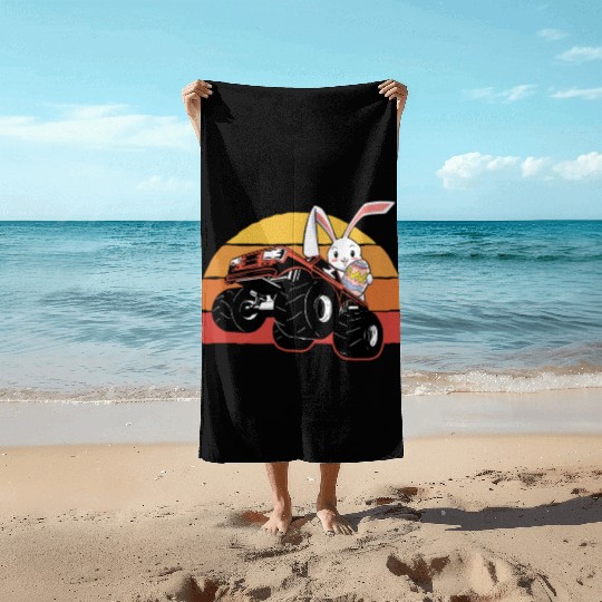 aster Rabbit Offroad Vehicles Truck Retro Beach Towels