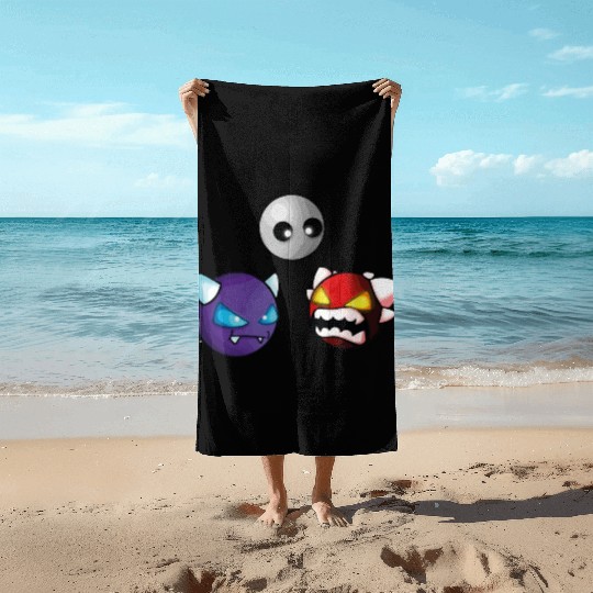 geometry dash insane game Beach Towels