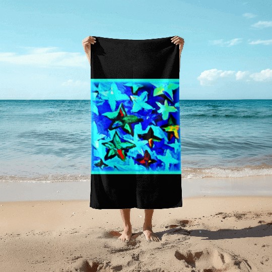 Blue Starry Night Sky Painting. Buy Now Beach Towels