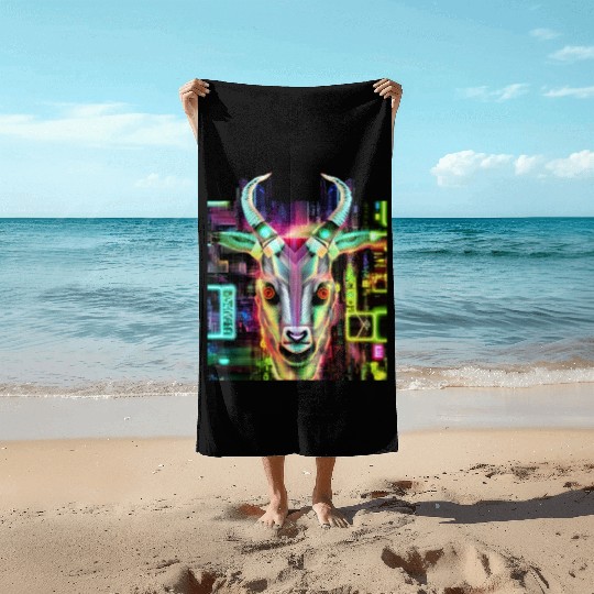 Neon Baphomet Beach Towels