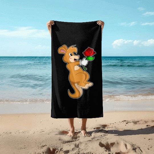 Kangaroo With Flower Beach Towels