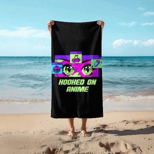 Hooked on Anime Japanese Kawaii Japan Cute Anime L Beach Towels