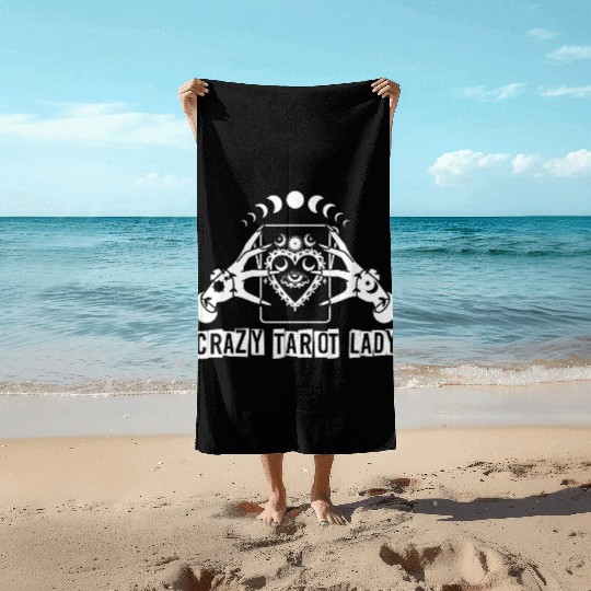 Divination Crazy Tarot Lady Crystal Ball Tarot Beach Towels