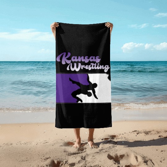 Kansas Wrestling (State Colors) Beach Towels