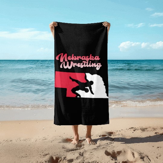 Nebraska Wrestling (State Colors) Beach Towels