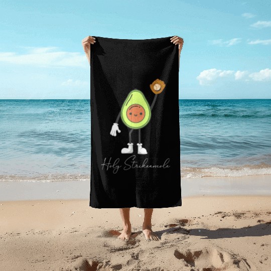 Holy Strikeamole Baseball Softball Avocado Beach Towels
