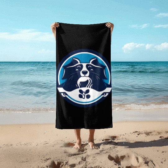 Border Collie Round Portrait Beach Towels
