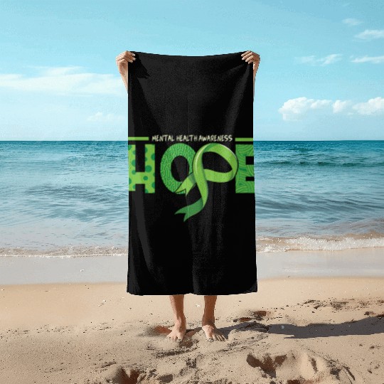 Hope In May Green Mental Health Awareness Month Beach Towels