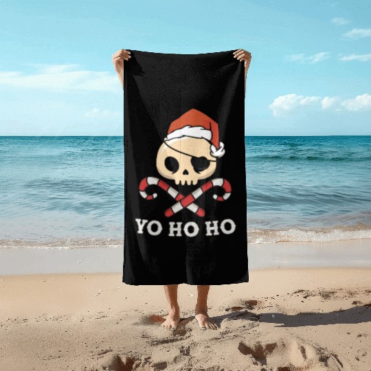 Santa Pirate Funny Christmas - Yo Ho Ho, Pirate Beach Towels