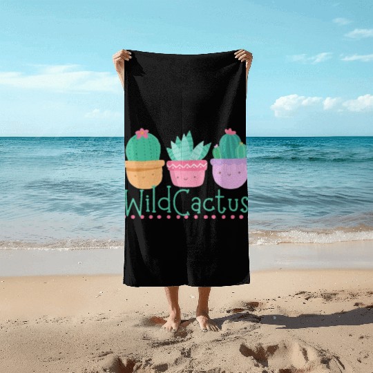 Wildflowers and cactus Beach Towels