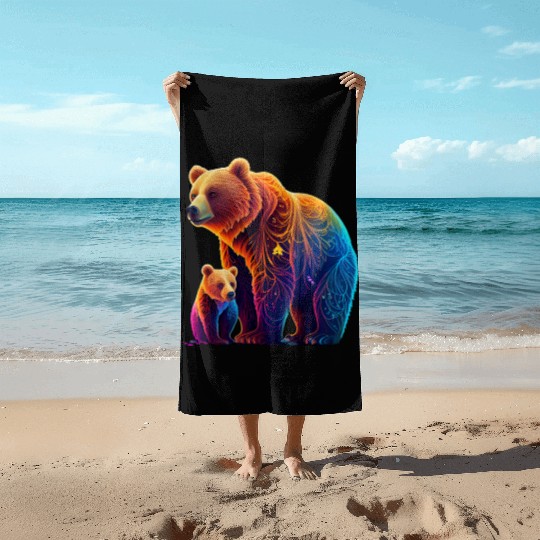 Mother Bear and Cub Sublimation Graphic Wild 3 Beach Towels