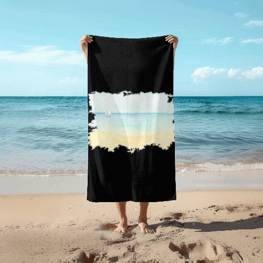 ocean waterpainting summer fresh blue ocean waves Beach Towels