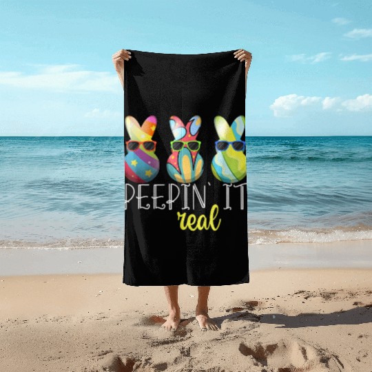 Peepin 39 It Real Happy Easter Bunny Egg Hunt Beach Towels