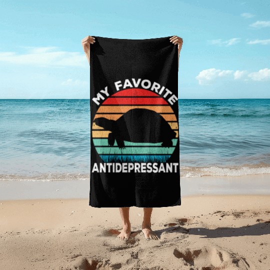 Turtle Antidepressant - Turtle Lover Funny Beach Towels