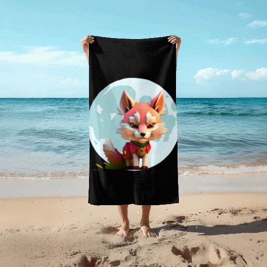 Wolf howling at the moon graphic Beach Towels