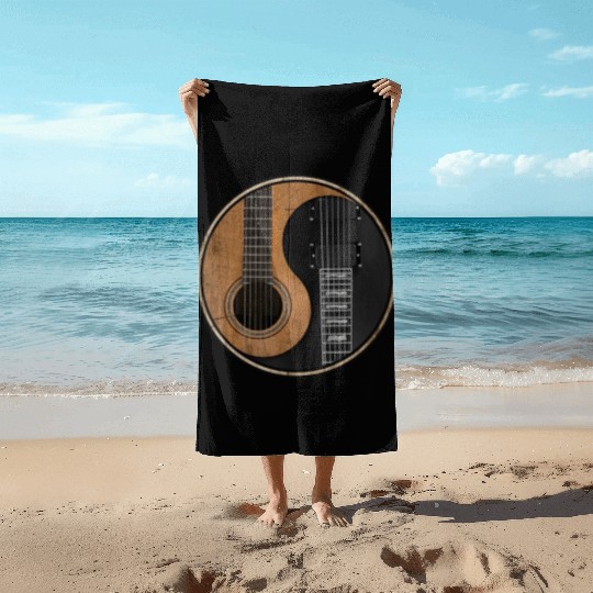 Ying Yang Guitar ArTwork Beach Towels
