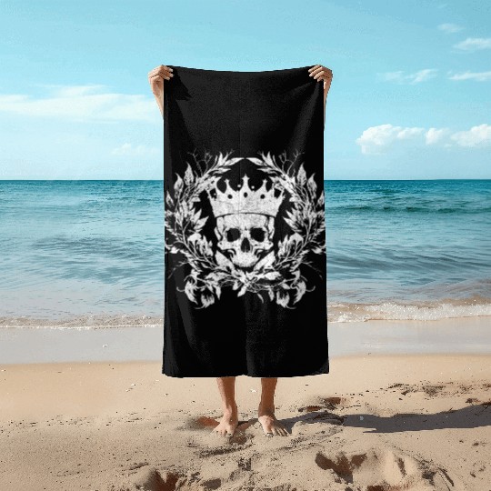 Skull with Crown Halloween Metal Tattoo Skull Beach Towels