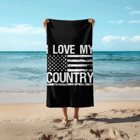 Soldier i love my country military army veteran Beach Towels