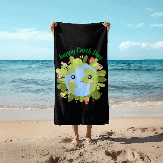 Happy Earth Day Beach Towels