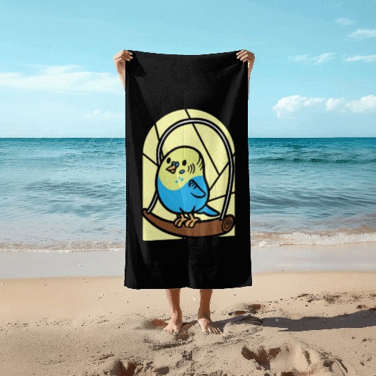 Cartoon Parakeet Bird I Kids Parakeet Beach Towels