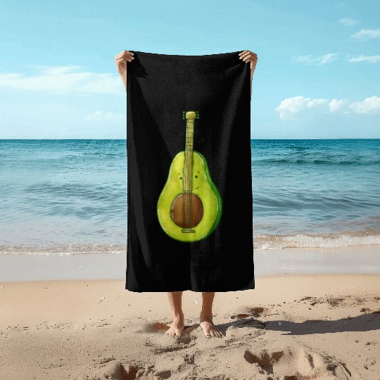 Avocado Guitar Beach Towels