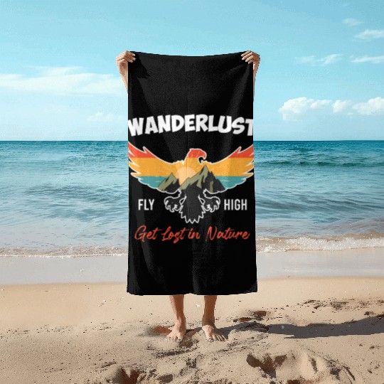 Wanderlust Mountaineer Hiking Mountain love Beach Towels