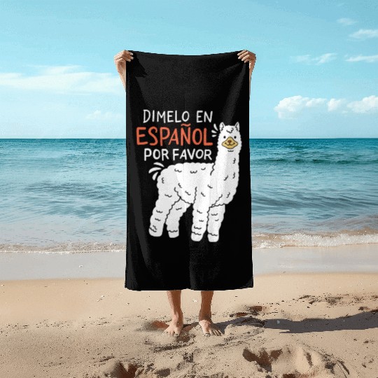 Spanish Teacher Llama Beach Towels