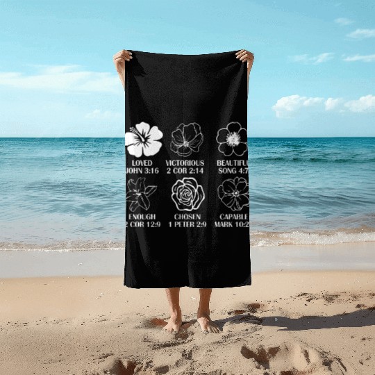 Loved John 3:16 Victorious 2 Cor 2:14 Beach Towels