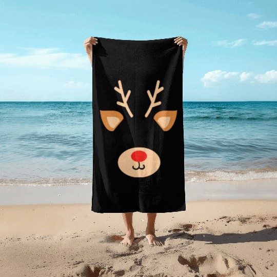 Rudolph Red Nosed Reindeer Antlers Deer Christmas Beach Towels