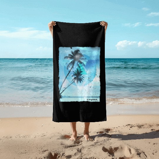 Artistic Cannes France Palm Tree Vacation Beach Towels