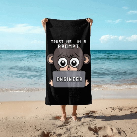 Trust me im a prompt Engineer - i love my Job ape Beach Towels