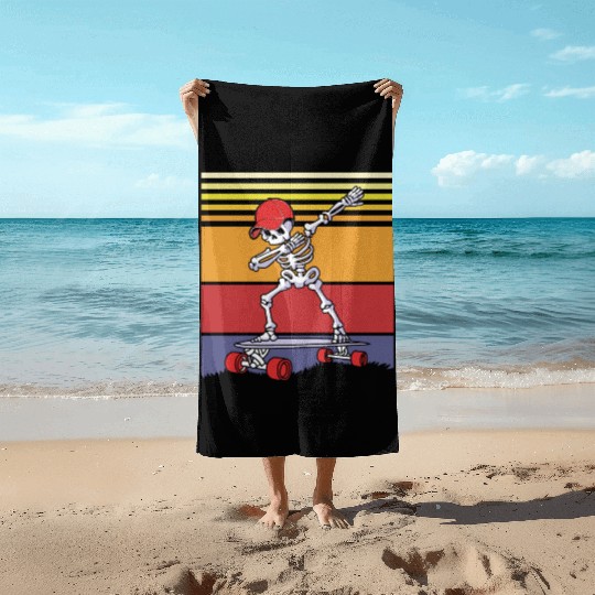 Halloween Dabbing Skeleton Skateboard Longboard Beach Towels
