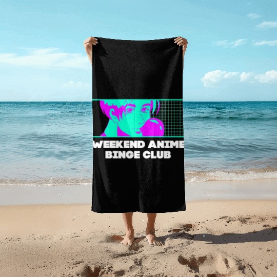 Weekend Anime Binge Club Kawaii Japanese Cute Japa Beach Towels