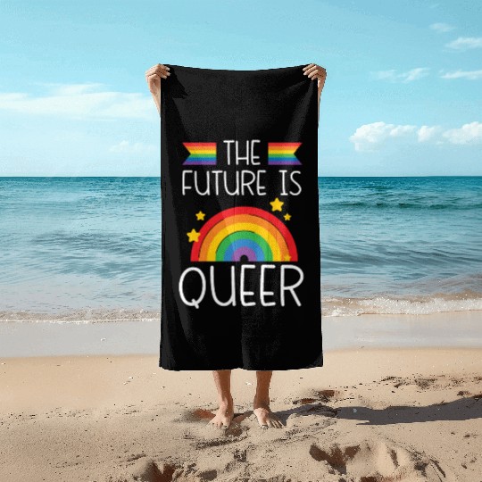 The Future Is Queer LGBTQ Rainbow Pride Month Beach Towels