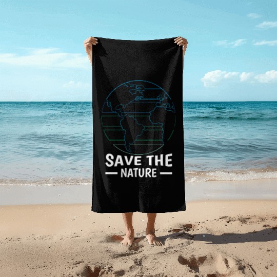 Minimalist Save Nature Oceans Day Earth Day Beach Towels