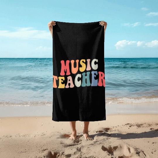 Groovy Music Teacher Team Back To School Beach Towels