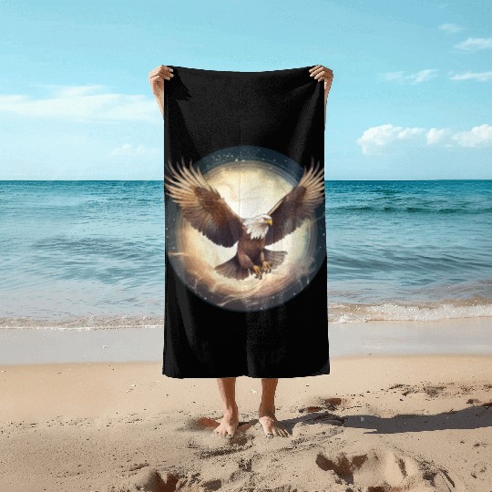 Flying Bald Eagle Beach Towels