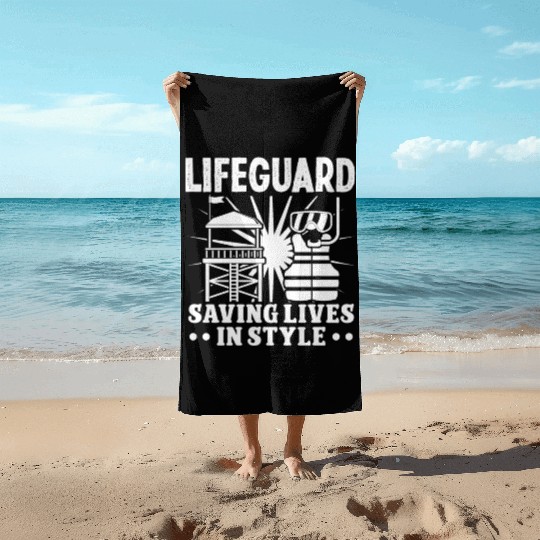 Lifeguard saving lives in style pool guard Beach Towels