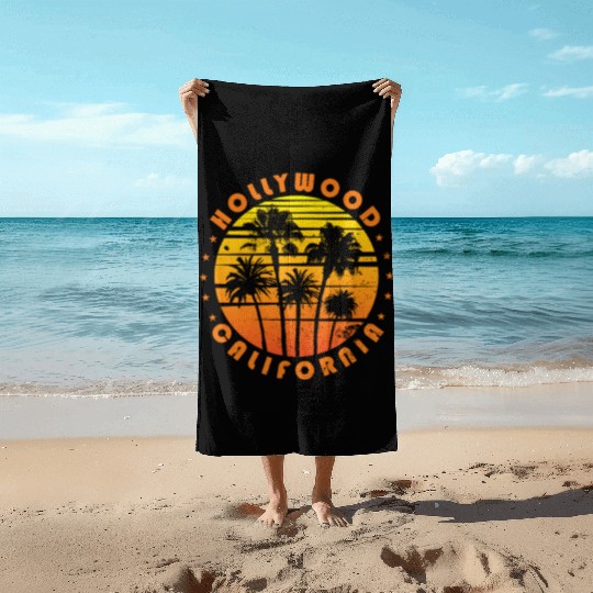 Retro Hollywood California Souvenir Vintage Palm Beach Towels