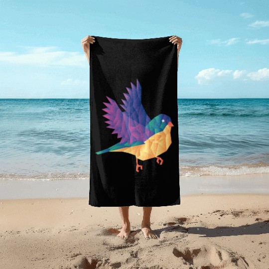 Polygon Shape Multi Colored Bird Pattern Nature Beach Towels