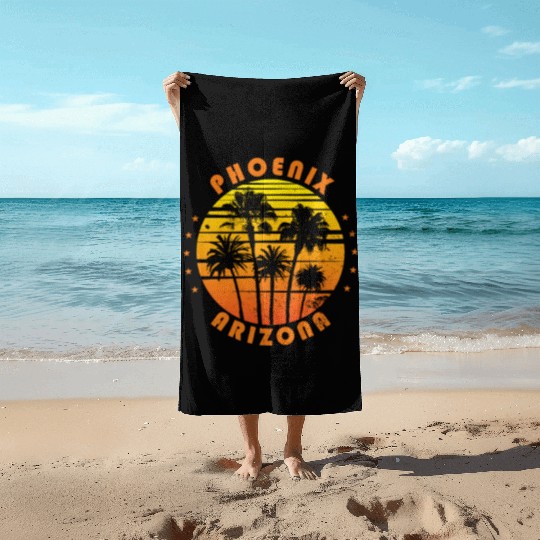 Retro Phoenix Arizonna Souvenir Vintage Palm Tree Beach Towels