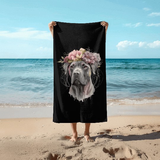 Cute Cane Corso Flower Crown Pet Dog Floral Puppy Beach Towels