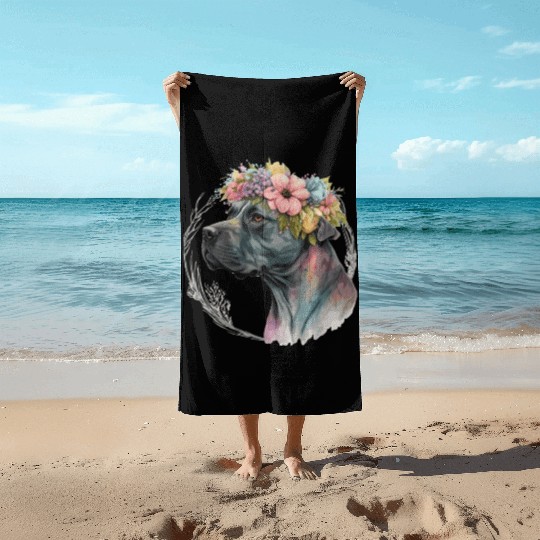Cute Cane Corso Flower Crown Pet Dog Breed Puppy Beach Towels