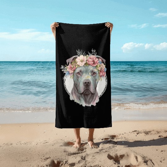 Cute Cane Corso Flower Crown Pet Dog Puppy Beach Towels