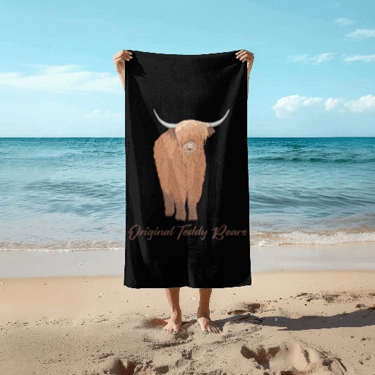 Original Teddy Bears Highland Cow Scottish Cattle Beach Towels