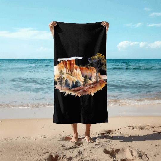 Bryce Canyon Watercolor Wonderland Beach Towels