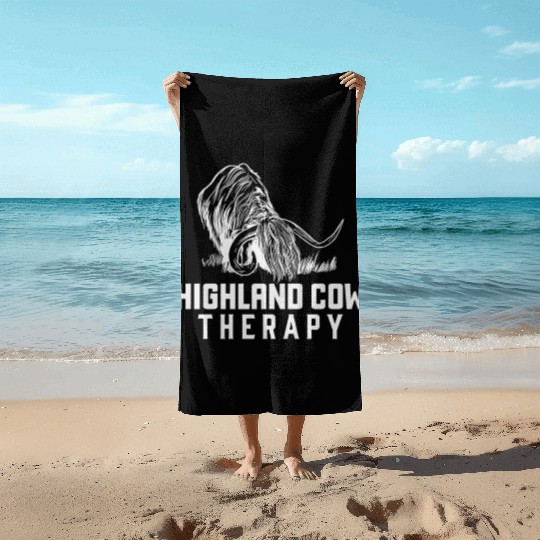 Highland Cow Therapy Beach Towels